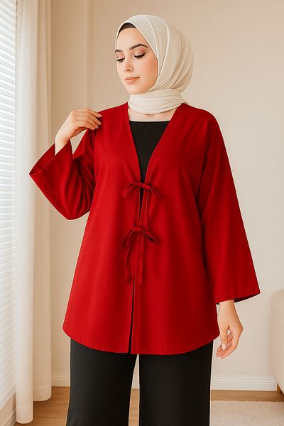ZUZUQO Tie Front Kimono Tunic