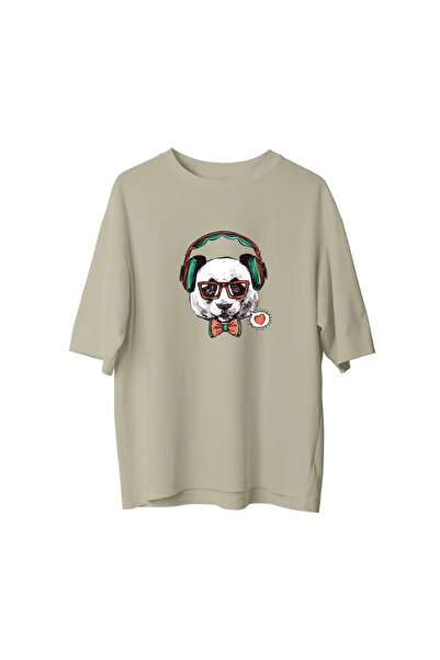 Koklonmoda Plus Size Unisex Panda Printed Oversize T-Shirt