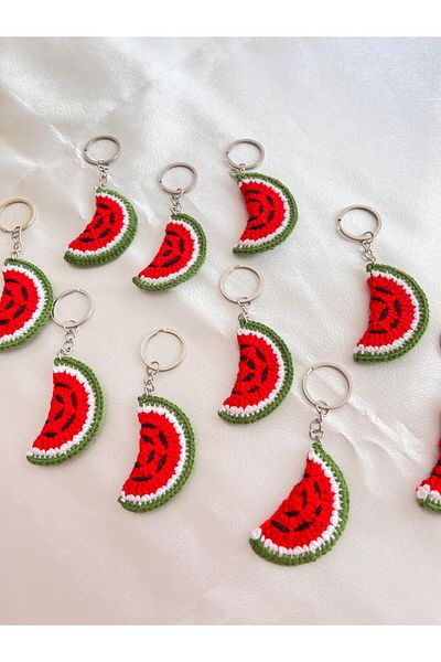 EMKSHOP Hand Knitted Watermelon Keychain Bag Charmi Ornament 1Pc