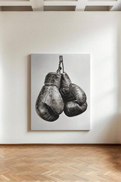 Kanvaspera Boks Eldiveni - Kanvas Tablo - Siyah Beyaz, Mücadele Ruhu Spor Tem...