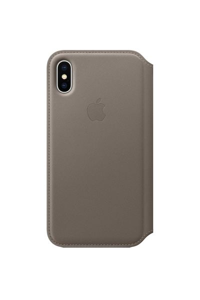 Apple Folio Protective Case for iPhone X, Leather, Taupe