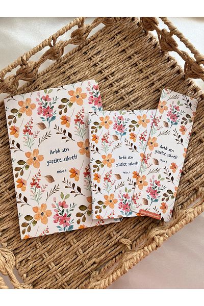 EMKSHOP Islamic Design Striped Notebook Notepad Bookmark Set Set (Verses Hadiths Are Placed on Each Page)