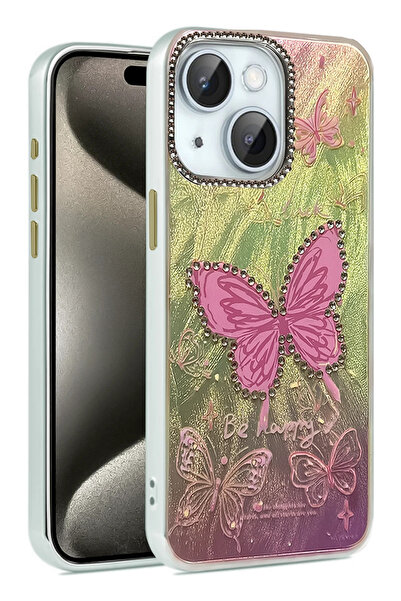 NewFace غطاء حماية لهاتف iPhone 15 - غطاء منقوش بمرآة - نمط 5 SPTGL