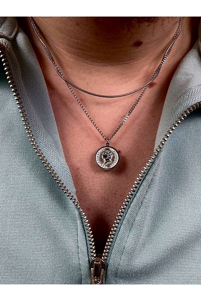 Arvens Men's Silver Chain Stainless Steel Necklace Does Not Lose Color Does Not Fade Unisex Does Not Fade