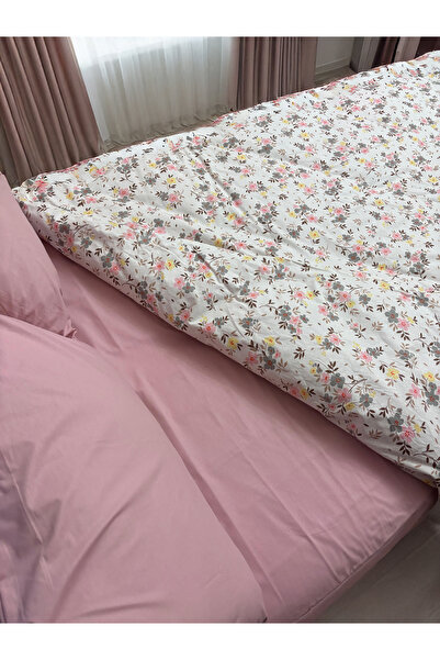 Home طقم غطاء لحاف منقوش بزهرة واحدة / ملاءة مسطحة 100% قطن