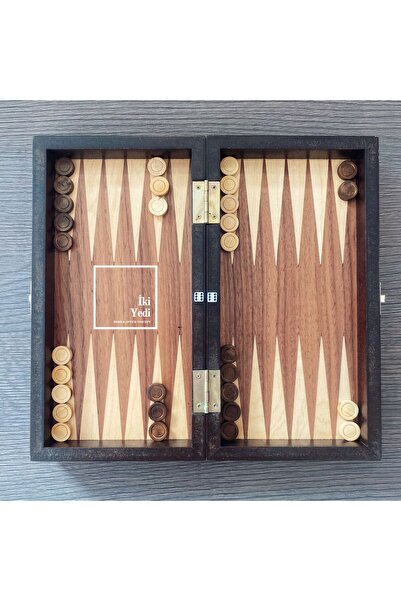 77 Elton Küçük Ahşap Tavla Takımı Taşınabilir Antik Lüks Koleksiyon Ürünü Bac...