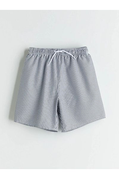 LC Waikiki Lcw Kids Navy Blue Elastic Waist Striped Boy's Swim Shorts