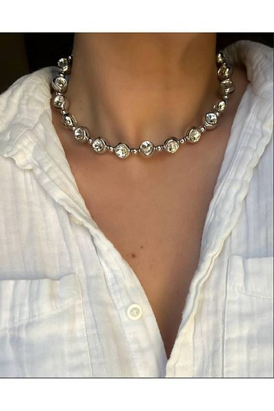 Lune Dor Accessories Steel Stone Choker Necklace