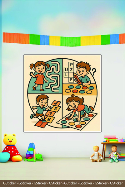 GSticker Puzzle Kids School Poster Kindergarten Nursery Nursery Children's Ro...