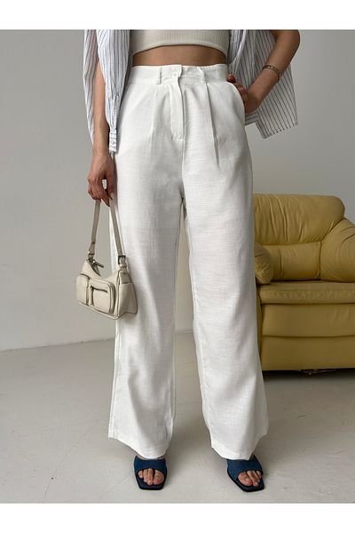 POP STORY High Waist Draped Wide Leg Women's Pants