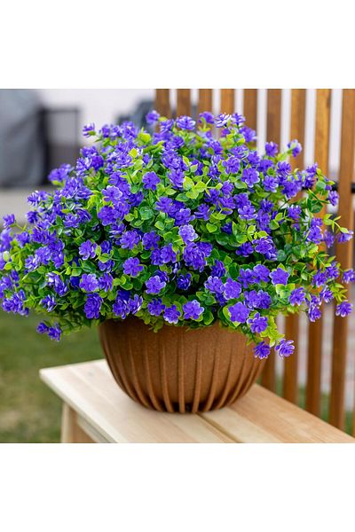 Arkotex Flori artificiale, plante artificiale pentru exterior - 6 pachete, verdeață din plastic, rezistentă la UV, nu se decolorează, narcis artificial