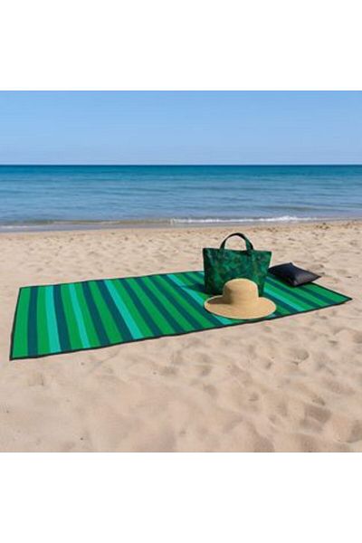 OEM Covoraș de plajă albastru verde tropical cu pernă gonflabilă 180 x 86 cm