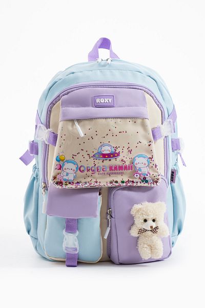 Roxy Kawaii Korean Style Multi-Compartment Children's School Bag with Teddy Bear Accessories