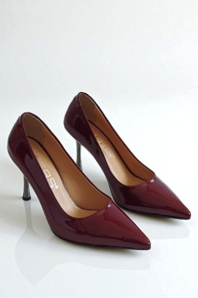ERS Air Comfort Hakiki Rugan Deri Bordo Kadın Stiletto – 9 cm Metal İnce Topu...