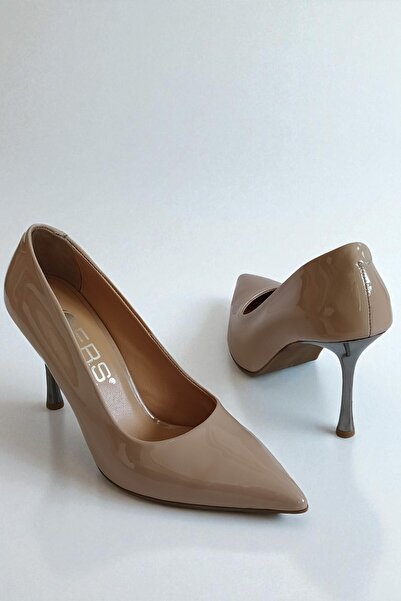 ERS Air Comfort Hakiki Rugan Deri Bej Kadın Stiletto – 9 cm Metal İnce Topuk ...