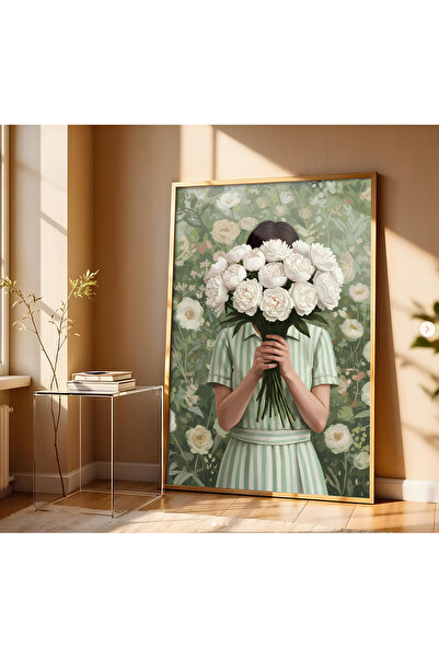 alphobitasarım Design artistic cu fată și flori cu aspect de acuarelă - Tablo...
