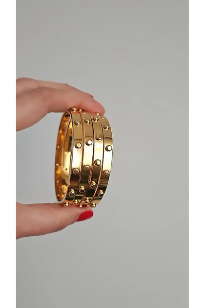 AKSESUARSTORE77 Gold Çelik Kelepçe Bileklik