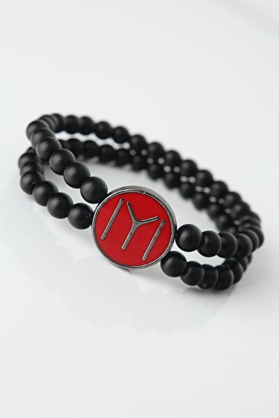 soonaksesuar Burgundy Colored Metal Smoked Kayi Size Figured Black Color Doub...