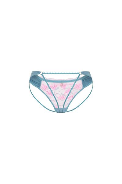 Feu De Elu Blume Turquoise Satin Lace Detailed String