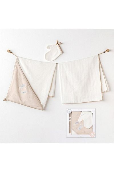 andywawa Baby Happy Everyday 3-Piece Towel Set Ecru Ac25069