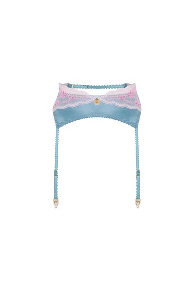 Feu De Elu Blume Turquoise Satin Lace Detailed Garter
