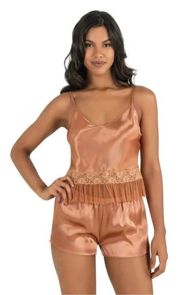 Aria's Closet Litae Copper Satin Shorts Set 9209