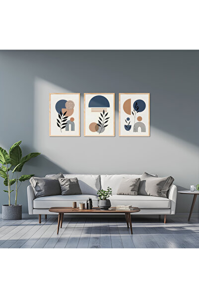 alphobitasarım Бохемска картина в сини нюанси - Тройна картина