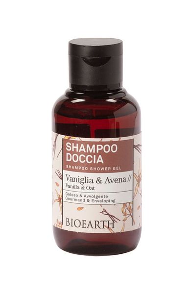 Bioearth Sampon, gel de dus travel size cu vanilie si ovaz, 100ml - Family Bioearth