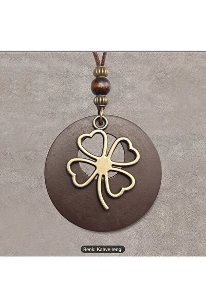 ORGANICYOU SHENZHEN 1 Adet Bohem Dört Yapraklı Yonca Kolye - Yeşil ve Altın Detaylı Çinko