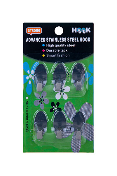HOOK Paslanmaz Çelik Yapışkanlı Askı 6 Adet