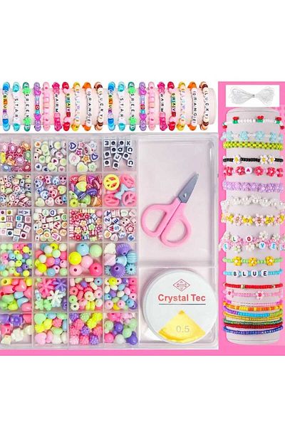 yiğit aksesuar Giant Hobby Plastic and Letter Beads Set in Box with 24 Eyes Jewelry Making Supplies 41
