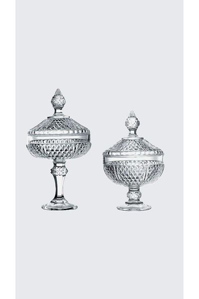 Paşabahçe Sugar Bowl Set with Diamond Foot 97242/97243 2 Pieces