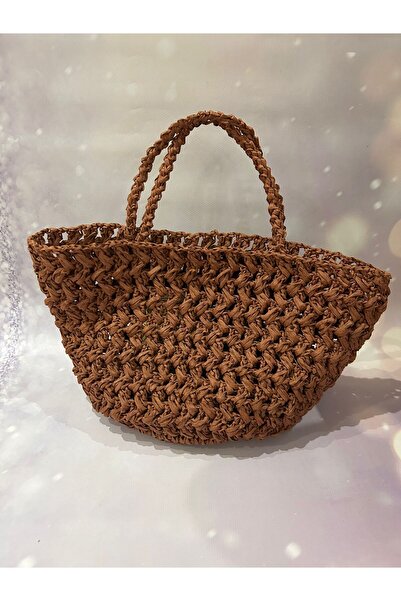 Creatif La Femme Orta kahve rafya günlük çanta