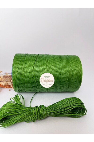 Düğüm Hobi Atölyesi 1 mm Yeşil Renk 1 metre Saraç Mumlu İp (Bileklik Halhal K...