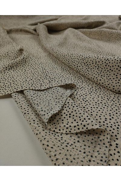 Kumaş Parça Black Patterned Jersey over Beige Wrap: 160 cm