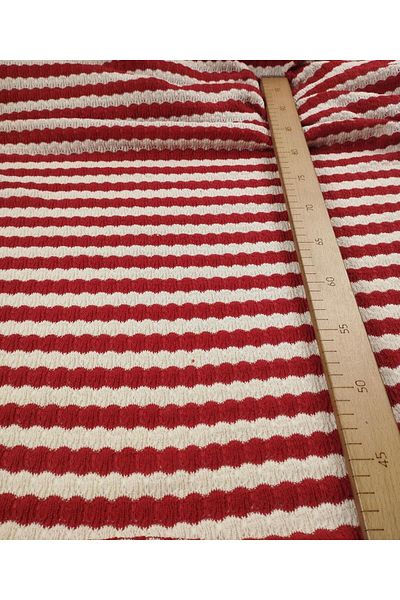 Kumaş Parça Knitted Knitted in Red Cream Colors (Width 190 cm X Length 80 cm)