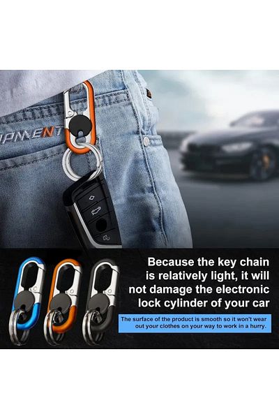 North Color Keychain with Security Lock in Stainless Steel