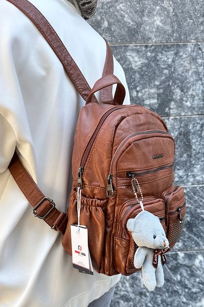 çantamgelsin Just Polo Original Imported Soft Leather a Quality Multi-Section Backpack