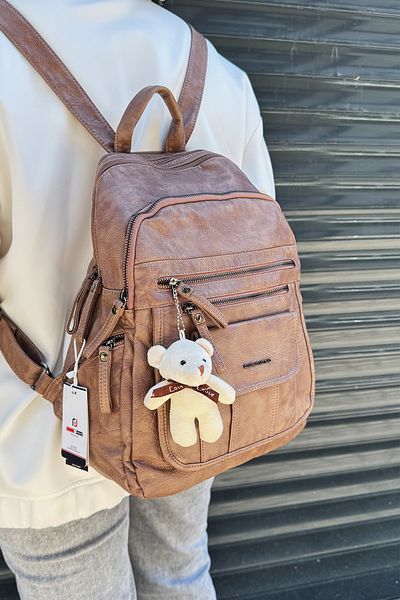 çantamgelsin Just Polo Women's Soft Leather 9 Compartment Backpack