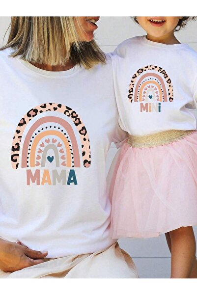 SVART WEAR Set de tricouri combinat pentru mamă și fiică tricou pentru fete gemene, copii, mamă, grafică geometrică, inimă (PRET SOLITOR)