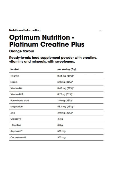 Optimum Nutrition Platinum Creatine Plus + Zinc + Niacin 350 Gram - 50 Servings
