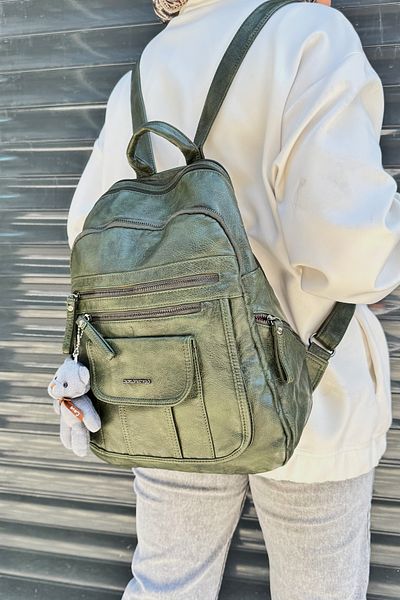 çantamgelsin Just Polo Women's Soft Leather 9 Compartment Backpack