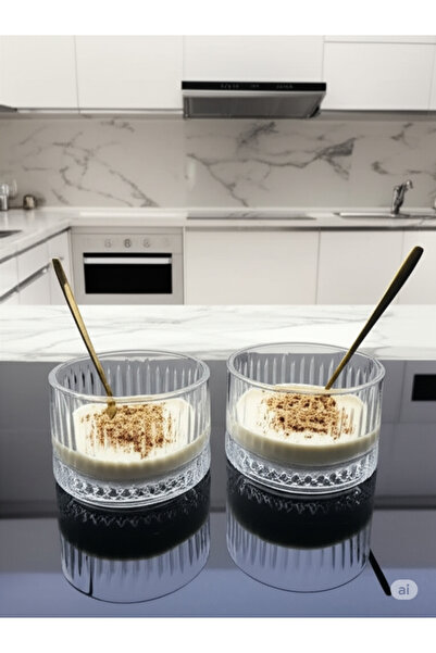 Gülümseten Avm Set of 6 Glass Striped Dessert Bowls |   Glass Cookie Bowl |   Elysia Striped Magnolia Bowl