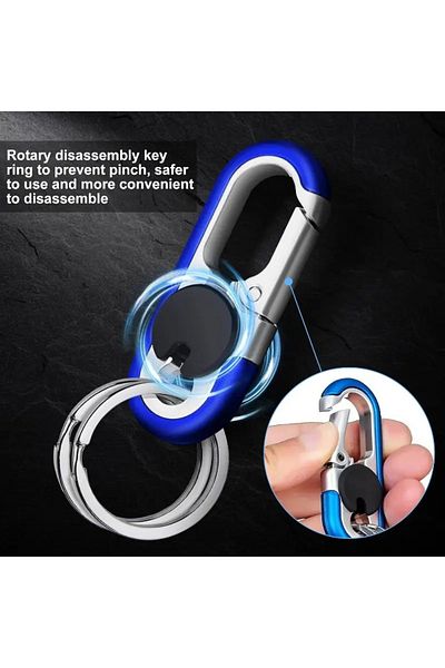 North Color Keychain with Security Lock in Stainless Steel