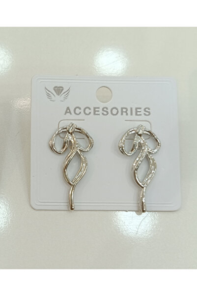 La Clarte Women's Silver Color Ribbon Model Earrings – Elegant and Moving Design