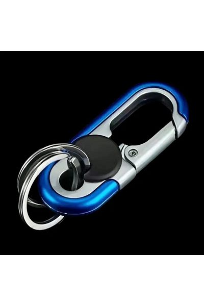 North Color Keychain with Security Lock in Stainless Steel