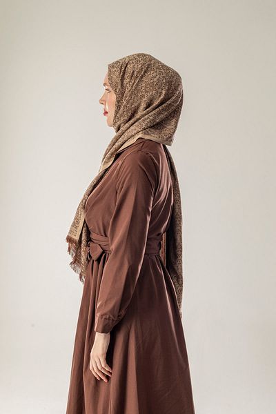 FLEUR SOİE Terracotta Patterned Woven Cotton Shawl