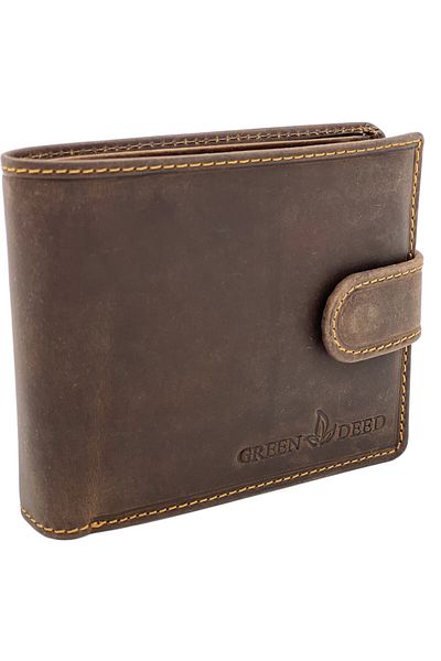 Micutz Men's wallet made of handmade natural leather Brown, 12x10x2 cm, RFID protection, Dark Brown color