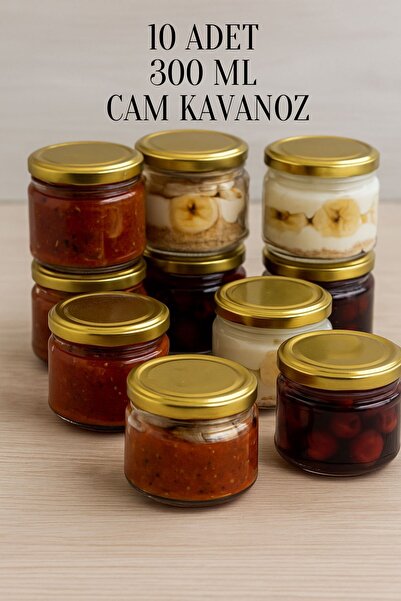 Tanemce 10 Adet 300 ml Metal Gold Altın Konserve Kapaklı Magnolya ve Gıda Sak...