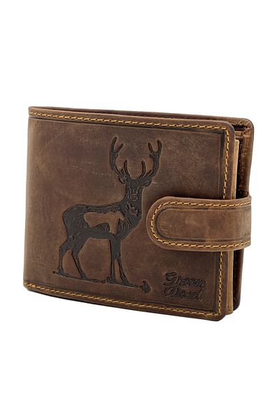 Micutz Men's Black Wallet Personalized with Deer, 12x10x2 cm, Genuine Leather, Brown Color